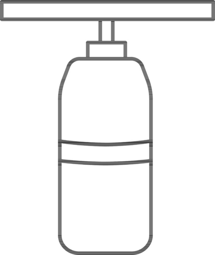 Isolated Punching Bag Icon in Black Outline. vector