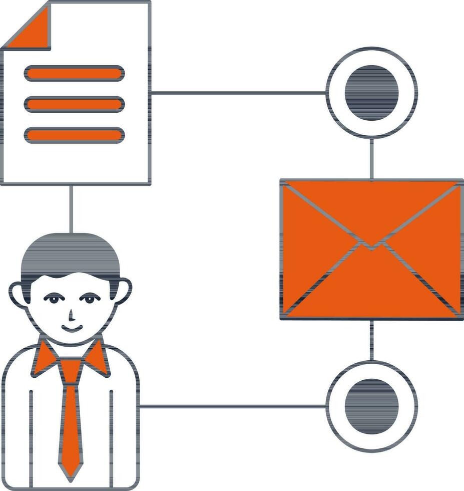 Businessman with Document and Envelope Icon for Networking Connection. vector