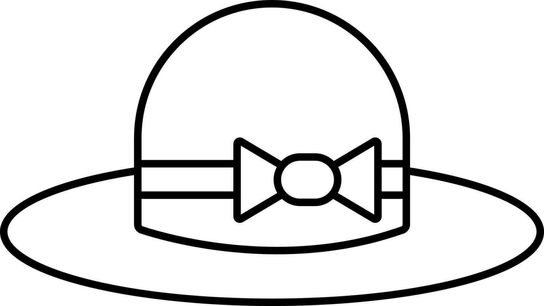 Female Hat Icon In Black Outline. vector