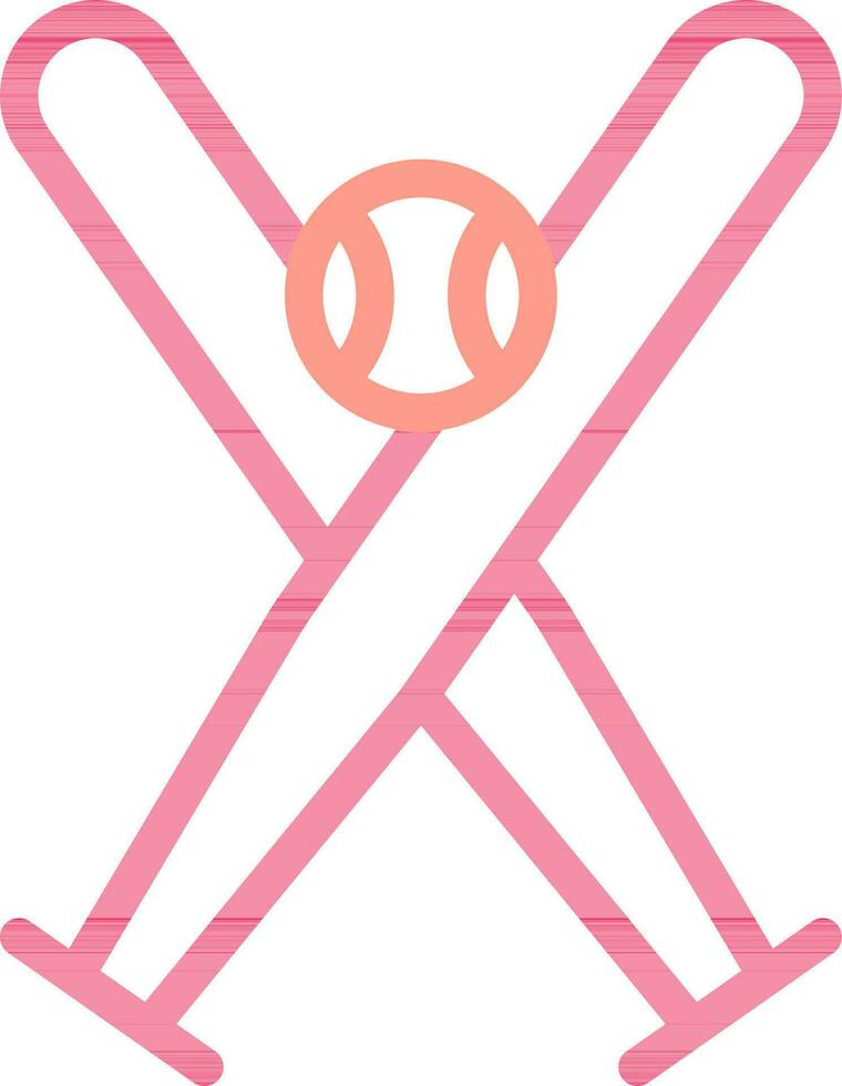 béisbol murciélago con pelota icono en plano estilo. vector