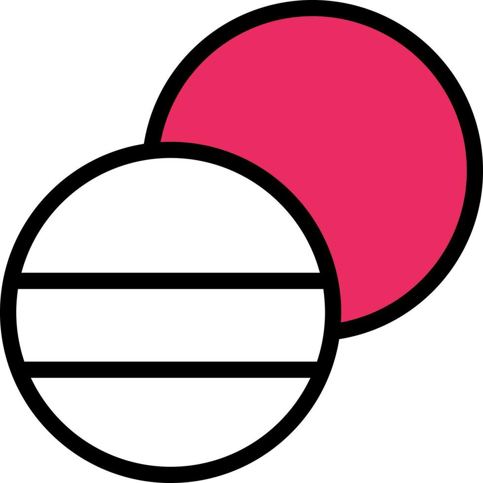Billiard Ball Icon In Pink And White Color. vector