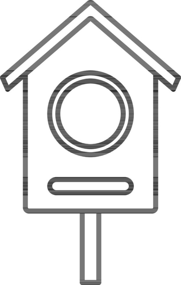 Bird House Icon In Black Outline. vector