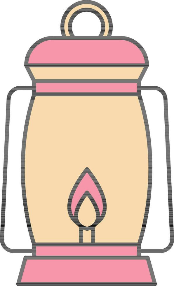 Oil Lantern Icon In Pink And Peach Yellow Color. vector