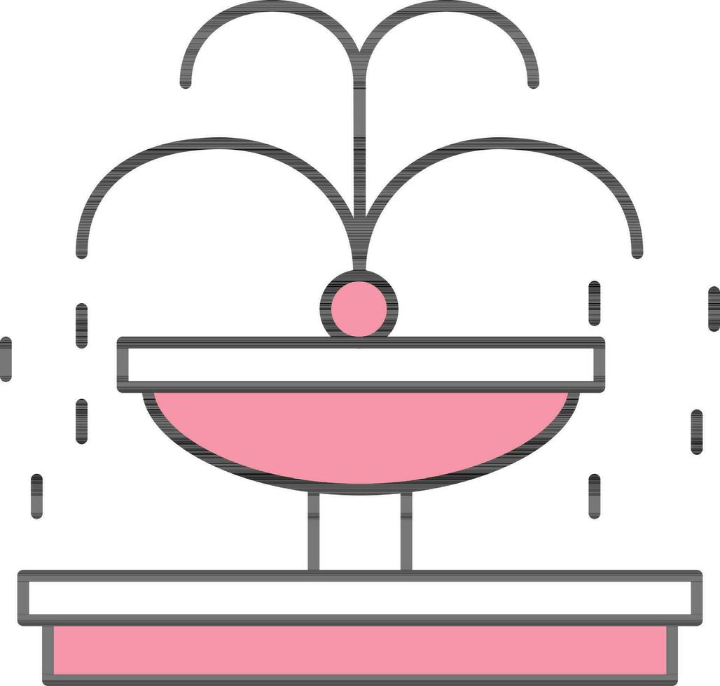 Pink Fountain Icon Or Symbol In Black Line Art. vector