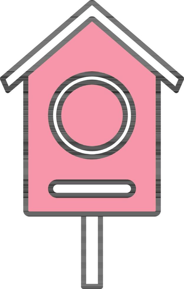 pájaro casa icono en rosado y blanco color. vector