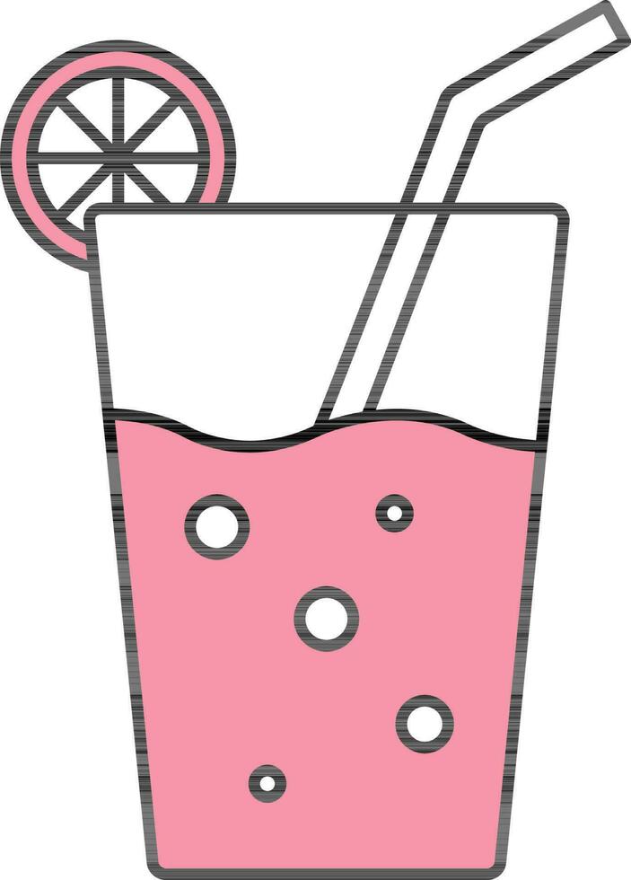 Lemonade Glass Icon In Pink And White Color. vector