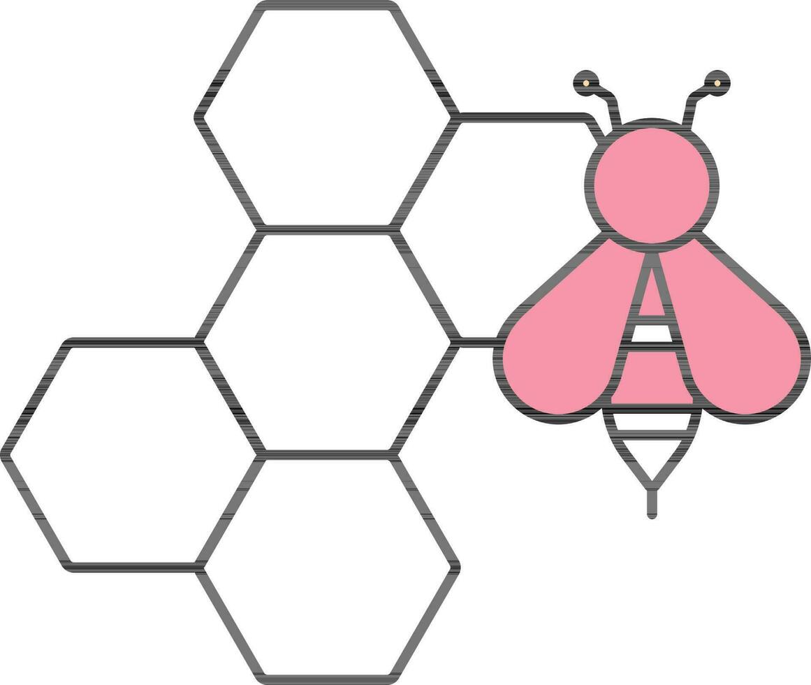 Honey Bee Net Icon In White And Pink Color. vector