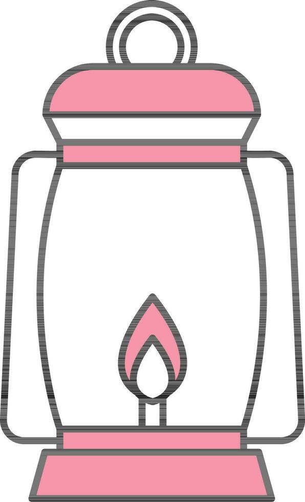 Oil Lantern Icon In White And Pink Color. vector