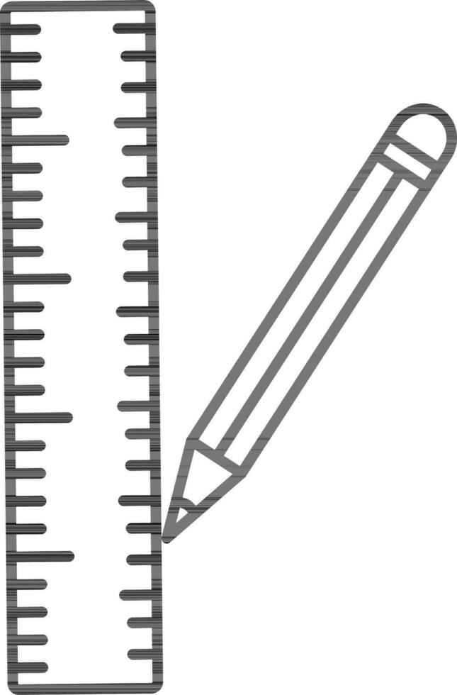 Ruler with Pencil icon in black outline. vector