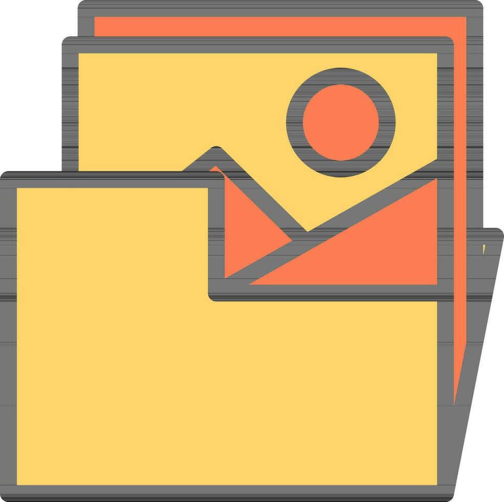 Orange And Yellow Gallery Folder Icon Or Symbol. vector