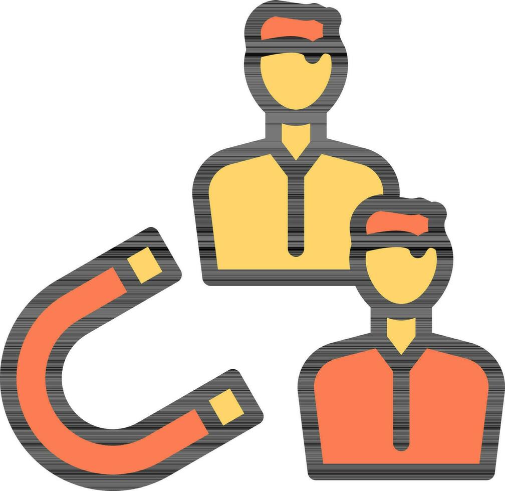 Customer Acquisition Icon In Orange And Yellow Color. vector