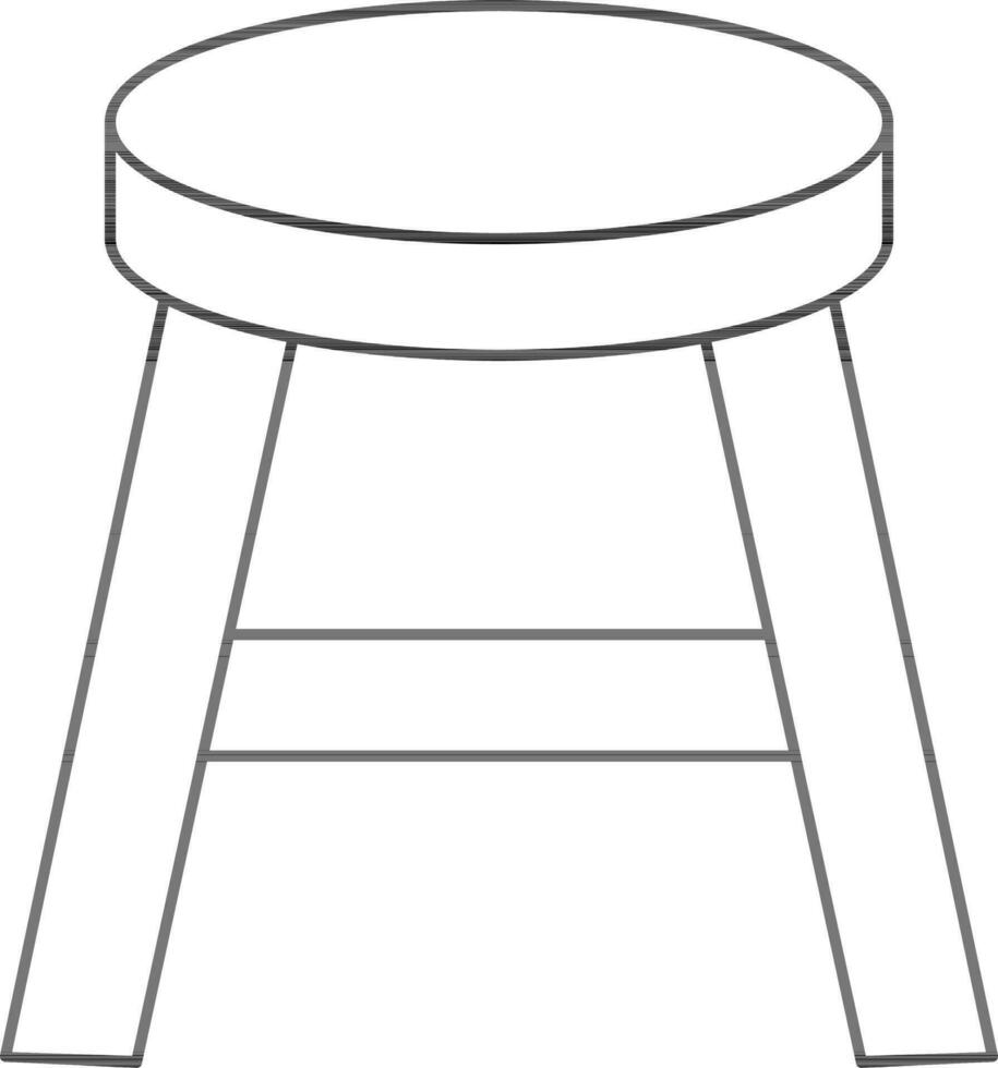 Round Stool Icon In Black Outline. vector