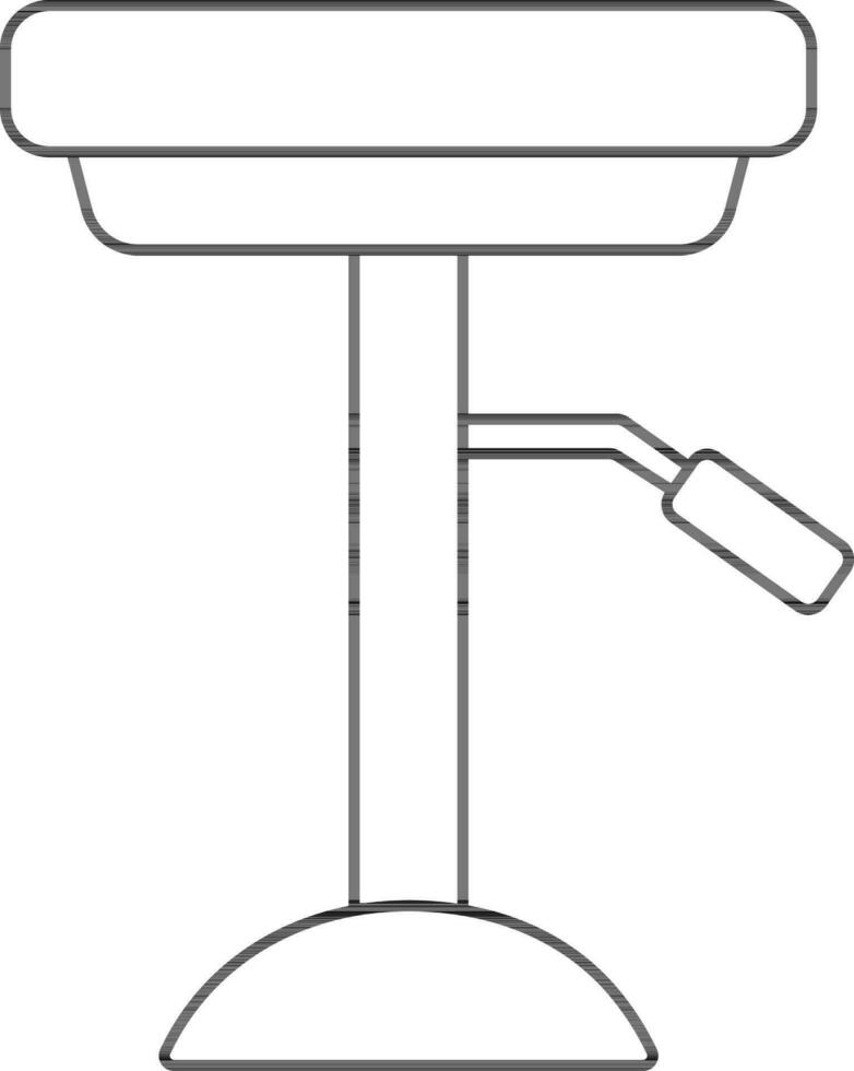 Height Adjustable Stool Icon In Black Line Art. vector