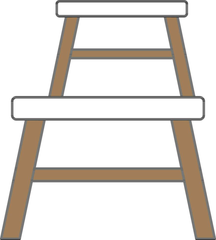 Molger Step Stool Icon In Brown And White Color. vector