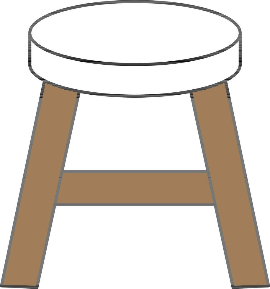 Round Stool Icon In Brown And White Color. vector