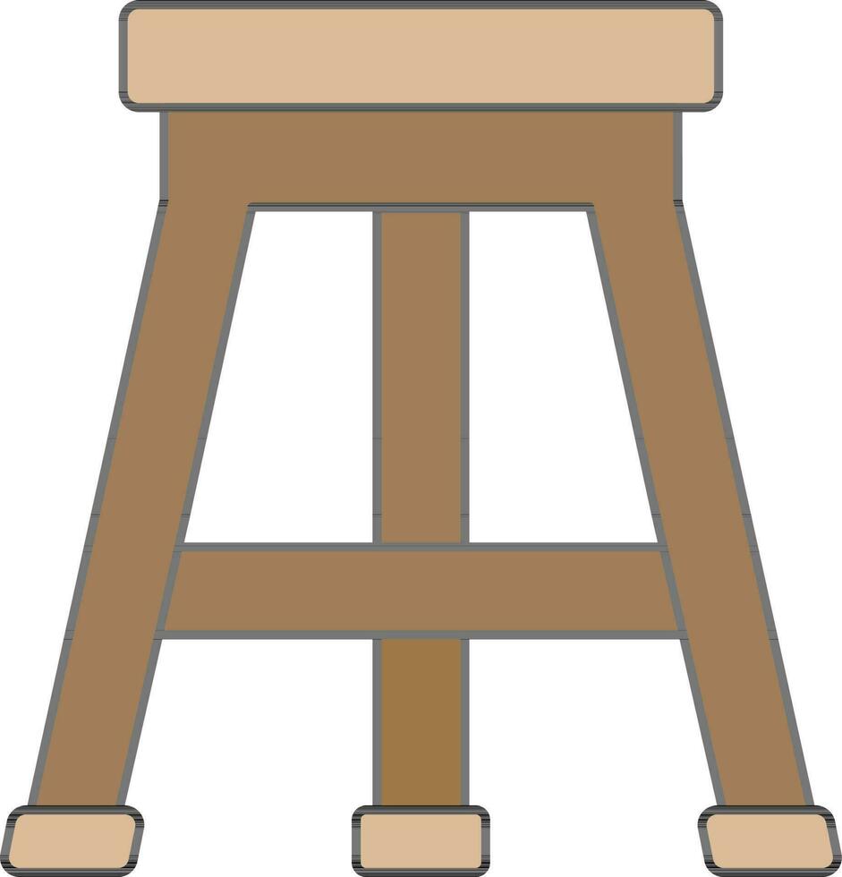 Three Legged Stool Icon In Brown Color. vector