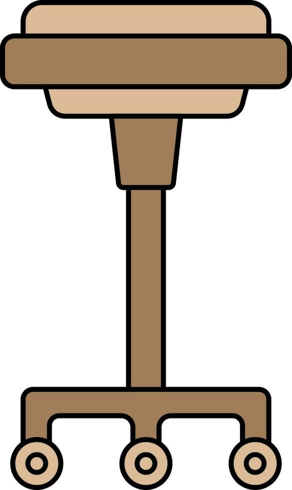 Flat Style Wheel Stool Icon In Brown Color. vector