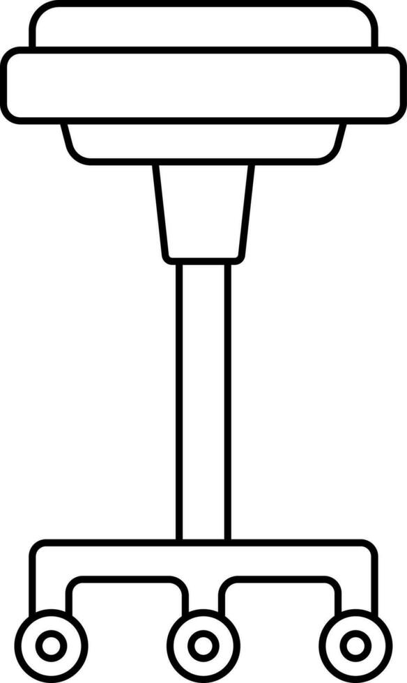 plano estilo rueda taburete icono en negro línea Arte. vector