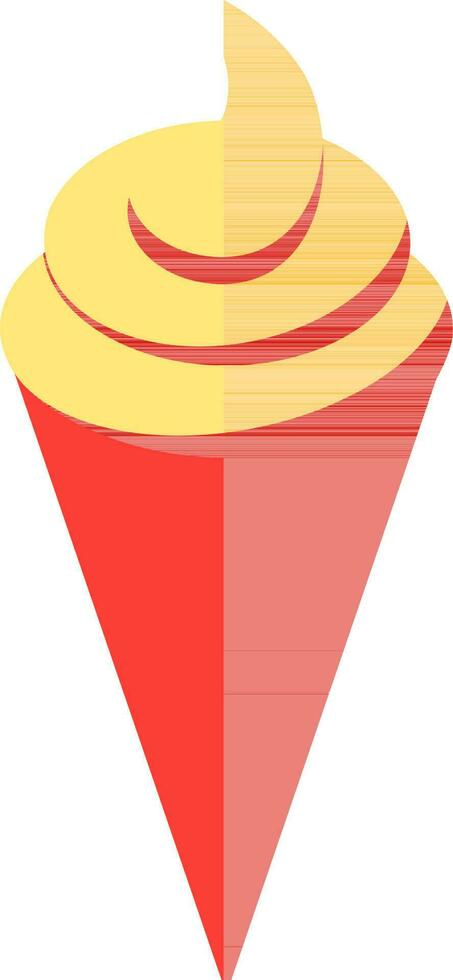 Ice cream cone icon in red and yellow color. vector