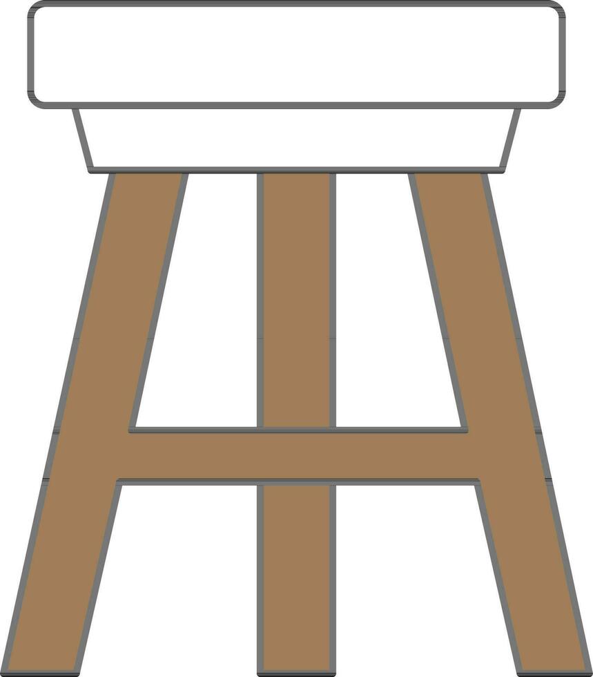 Three Legged Stool Icon In Brown Color. vector