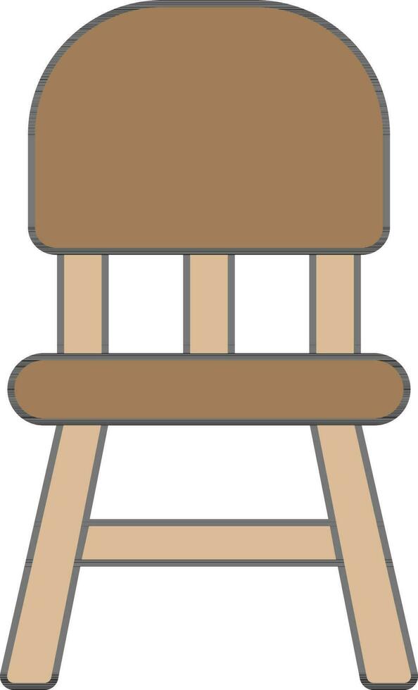Brown Color Chair Icon In Flat Style. vector