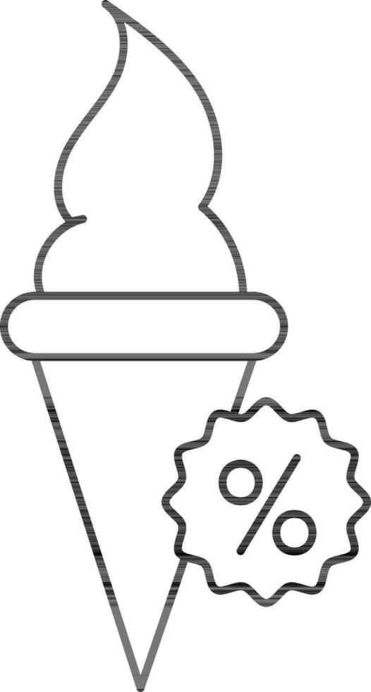 Ice Cream Discount Icon In Black Outline. vector