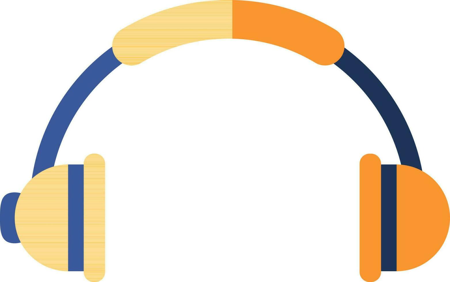 Orange and blue headphone icon in flat style vector