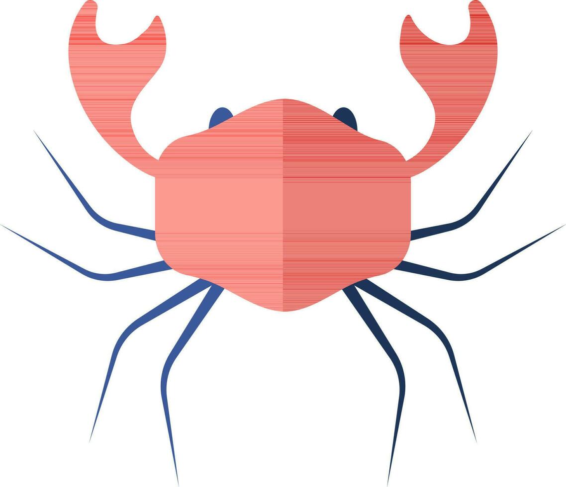 Flat style crab icon in red and blue color. vector