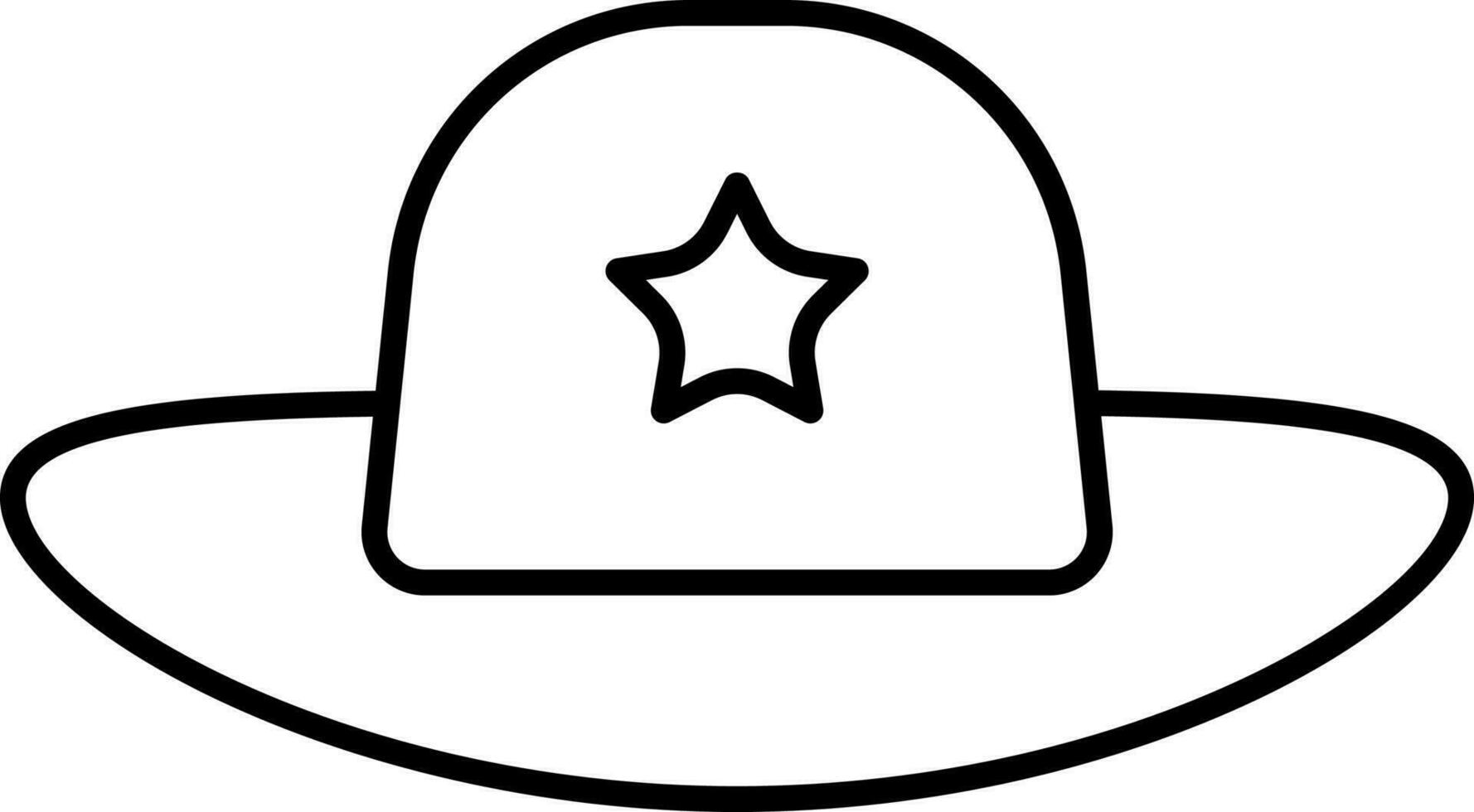 Illustration of Star on Fedora Hat Icon in Black Outline. vector