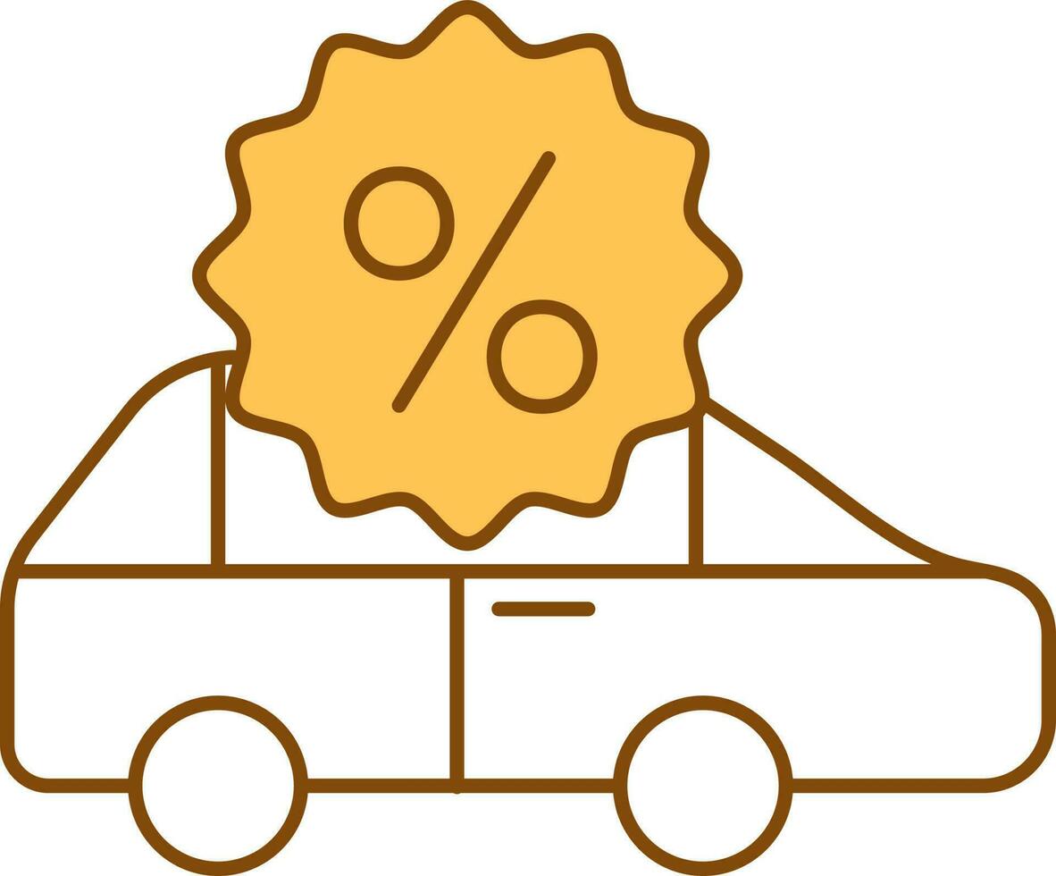 Stroke Style Illustration Of Car Discount Offer Icon. vector