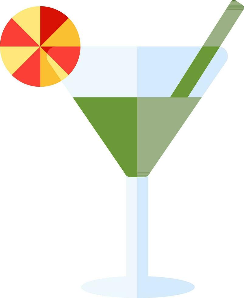 cóctel o Mocktail bebida vaso icono en plano estilo. vector