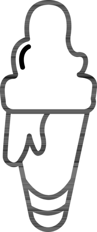 Line Art Ice Cream Cone Icon in Flat Style. vector