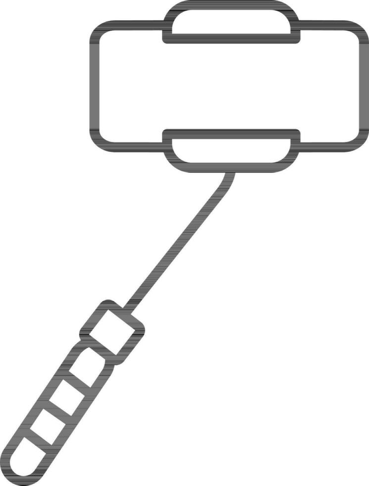 Smartphone Selfie Stick Icon in Thin Line Art. vector