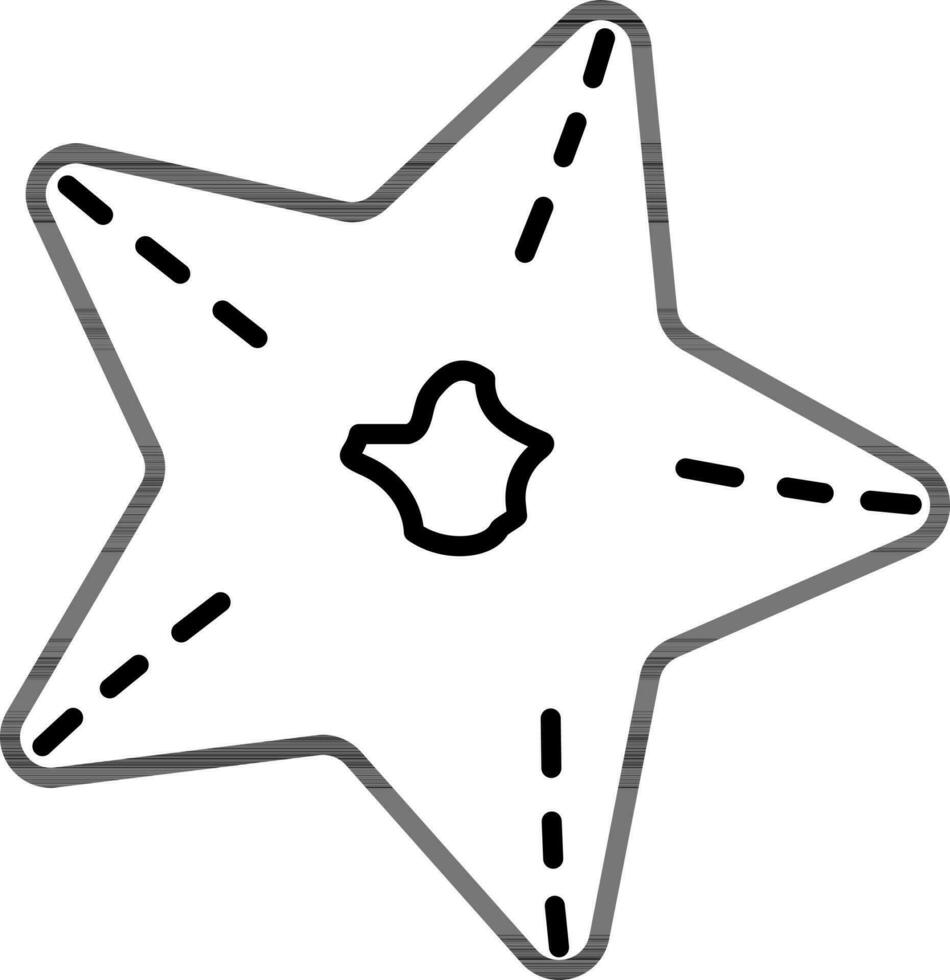 Black Line Art Illustration of Starfish Icon. vector