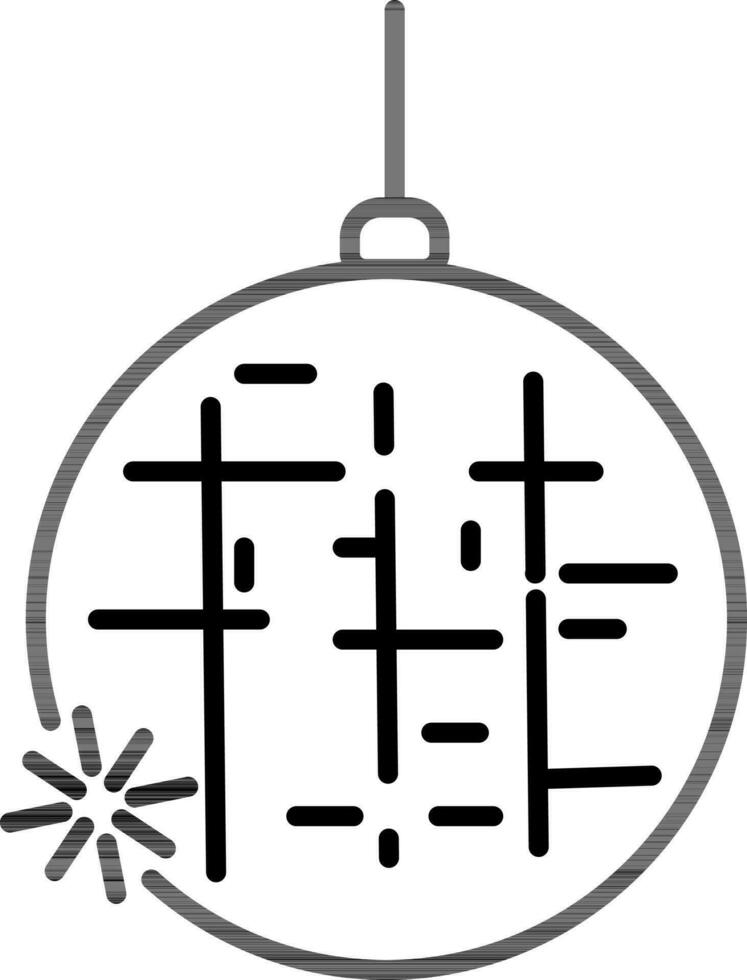 Disco Ball Icon in Black Line Art. vector