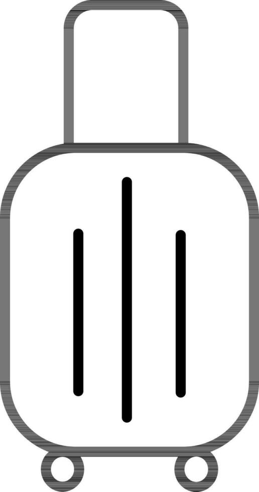 Flat Style Luggage Bag Icon in Black Outline. vector