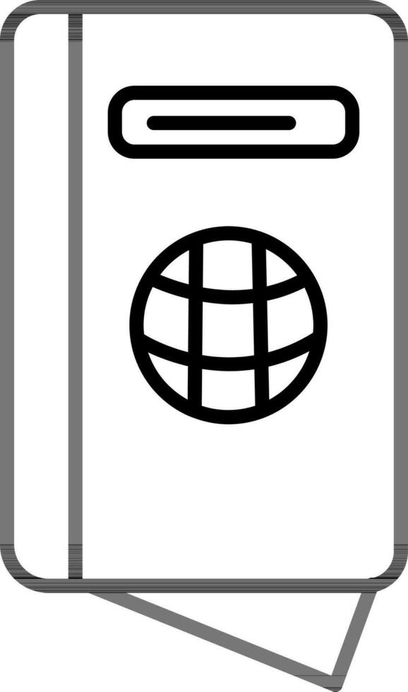 Black Line Art Illustration of Passport icon. vector