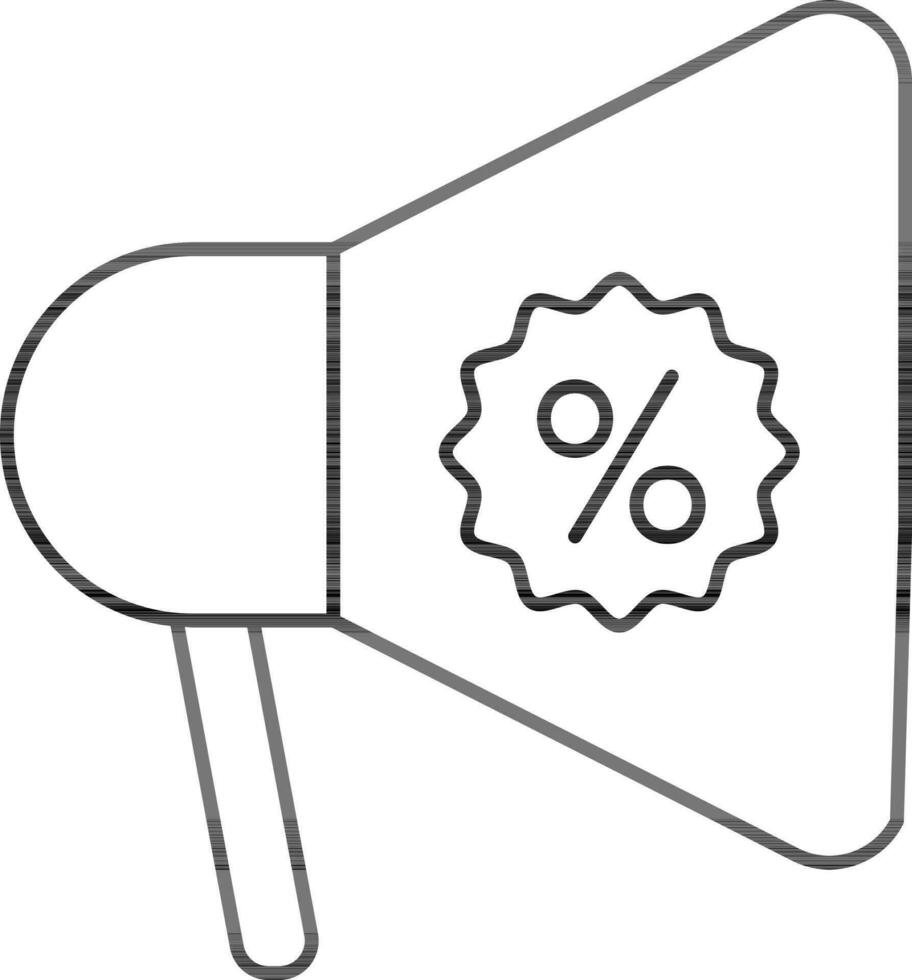 Discount Announcement Icon In Thin Line Art. vector