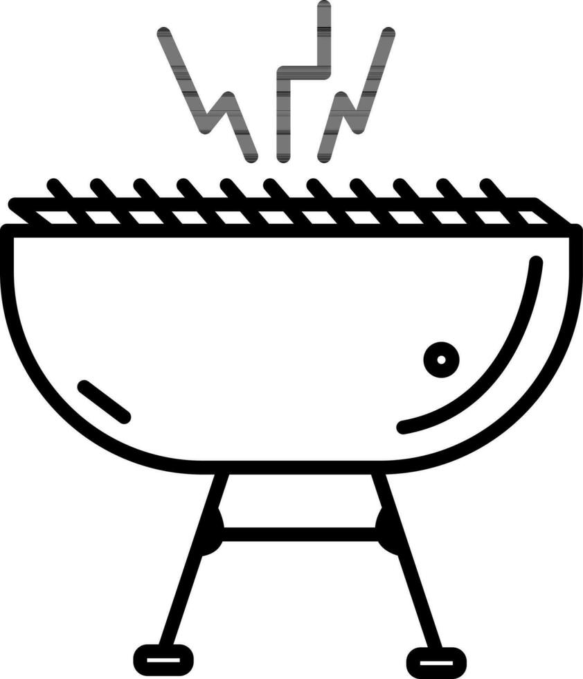Electric BBQ Icon in Black Outline. vector