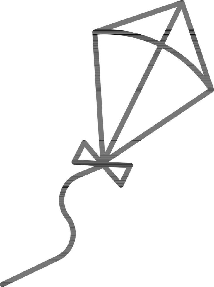 Black Outline Kite Icon on White Background. vector