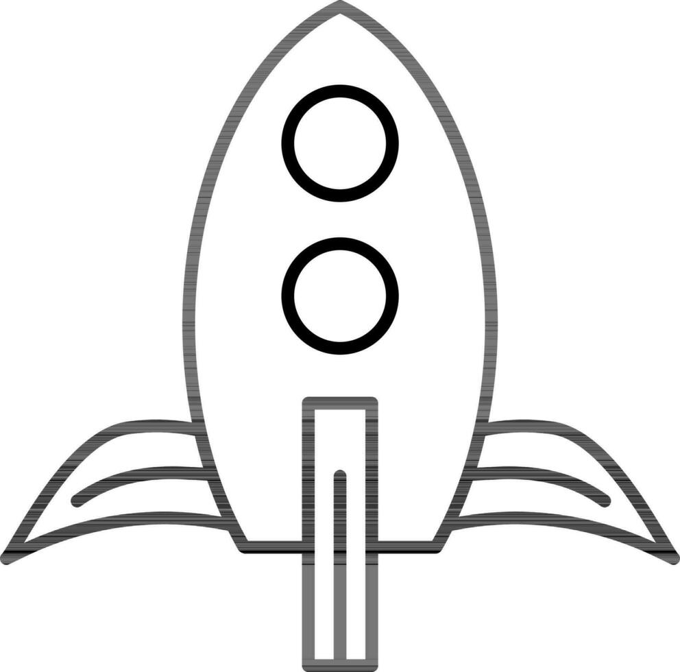 Line Art Rocket Icon in Flat Style. vector