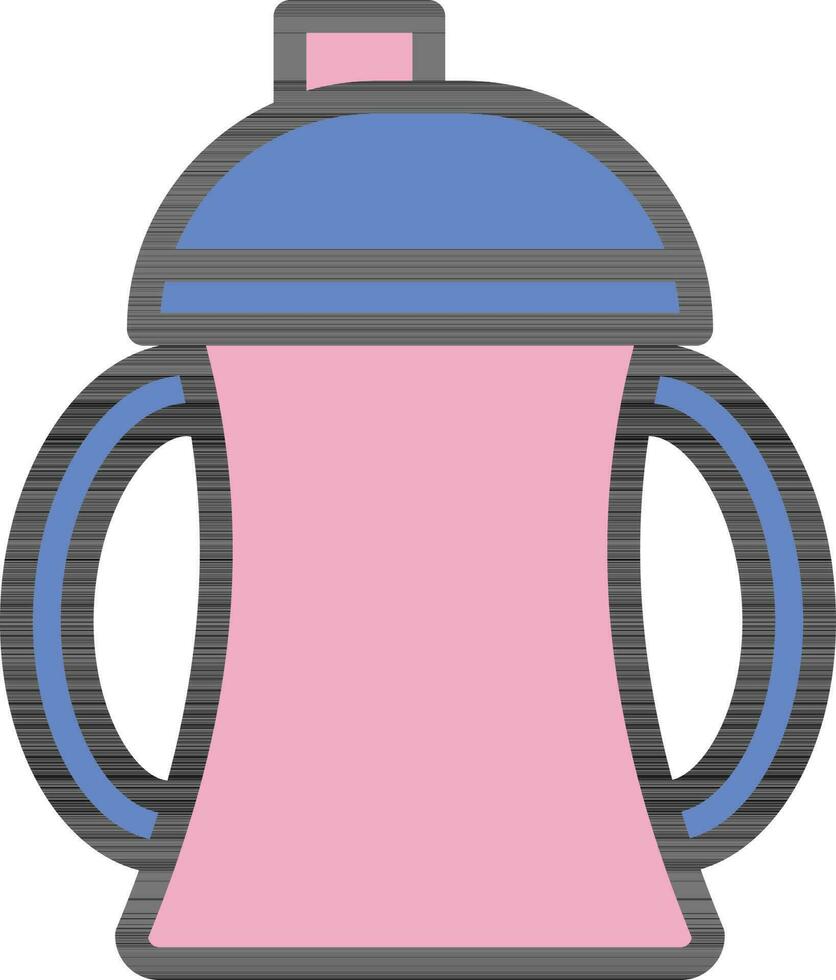 Sippy Cup Icon In Blue And Pink Color. vector