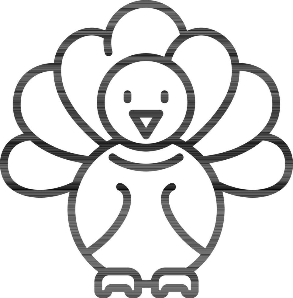 Turkey bird icon in thin line art. vector