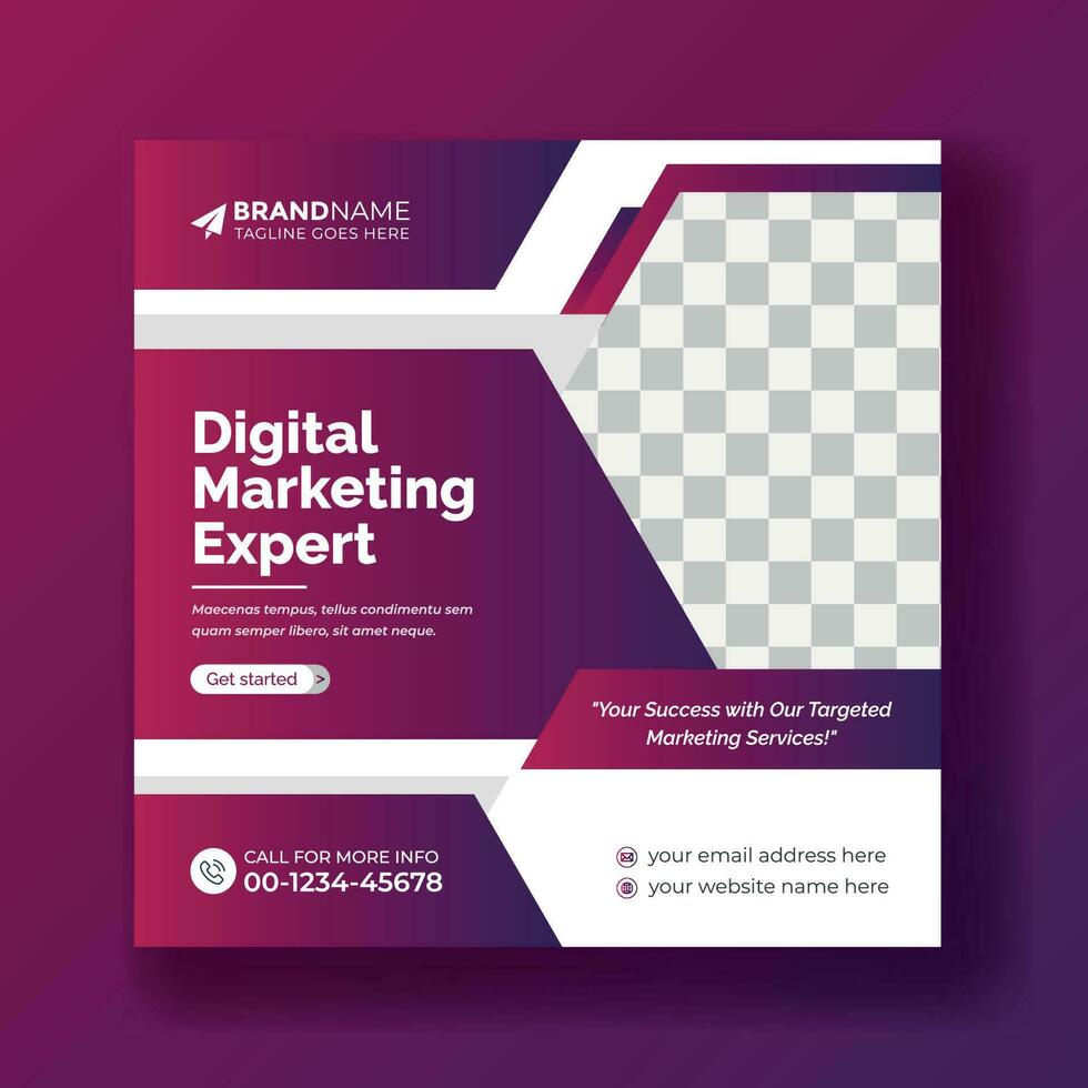 Digital marketing agency and corporate social media banner or post template. Square Flyer Template, Editable web Banner Post Template. Business marketing banner advertisement concept vector