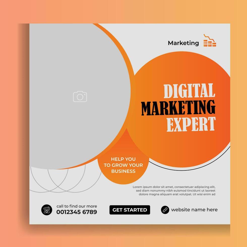 Digital marketing agency and corporate social media banner or post template. Square Flyer Template, Editable web Banner Post Template. Business marketing banner advertisement vector