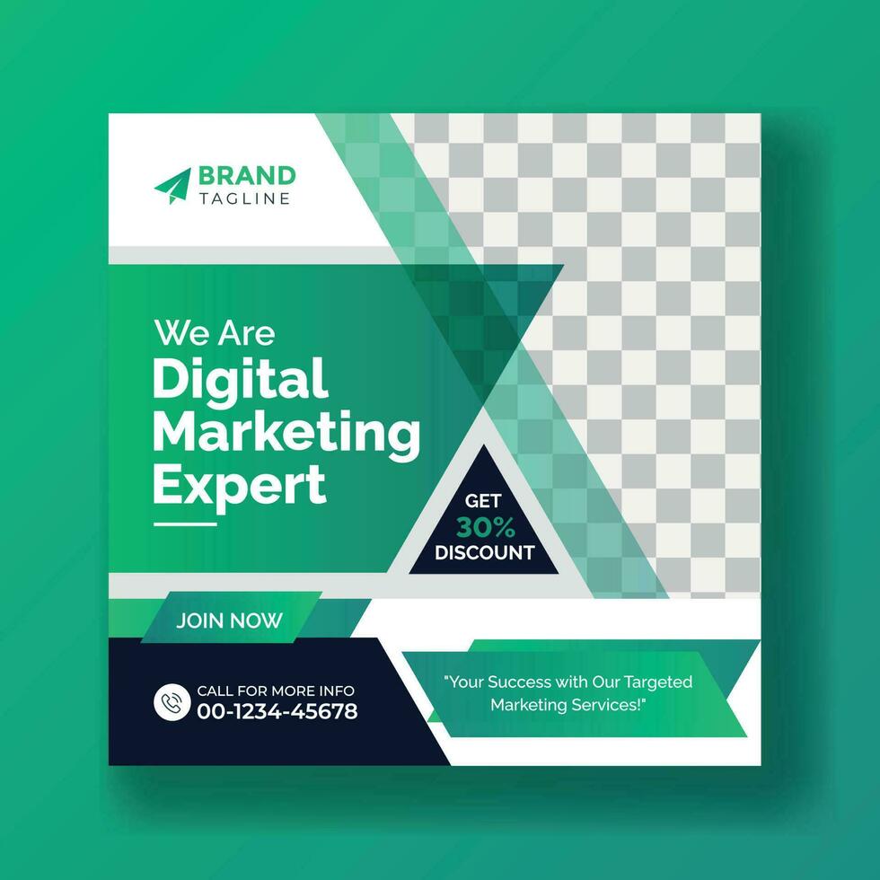 Digital marketing agency and corporate social media banner or post template. Square Flyer Template, Editable web Banner Post Template. Business marketing banner advertisement concept vector