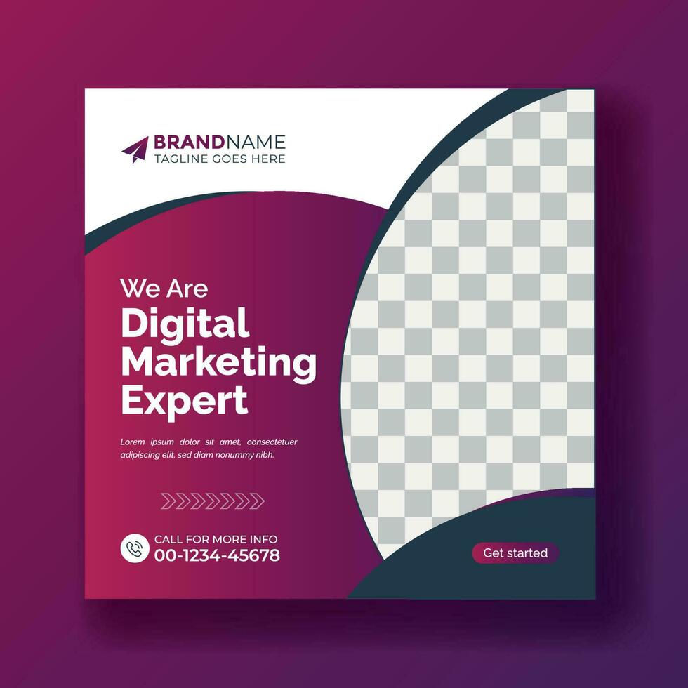Digital marketing agency and corporate social media banner or post template. Square Flyer Template, Editable web Banner Post Template. Business marketing banner advertisement concept vector