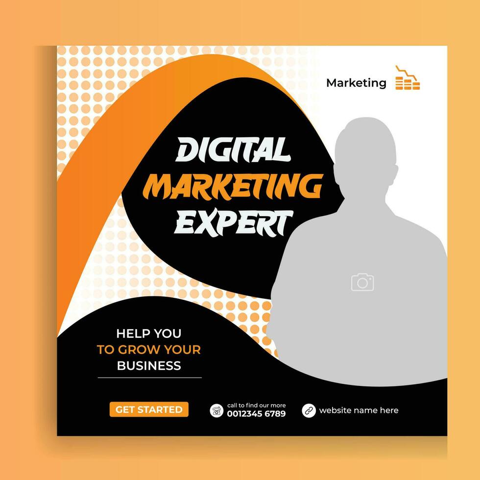 Digital marketing agency and corporate social media banner or post template. Square Flyer Template, Editable web Banner Post Template. Business marketing banner advertisement vector