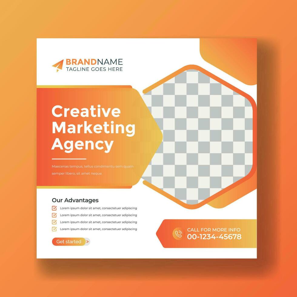 Digital marketing agency and corporate social media banner or post template. Square Flyer Template, Editable web Banner Post Template. Business marketing banner advertisement concept vector