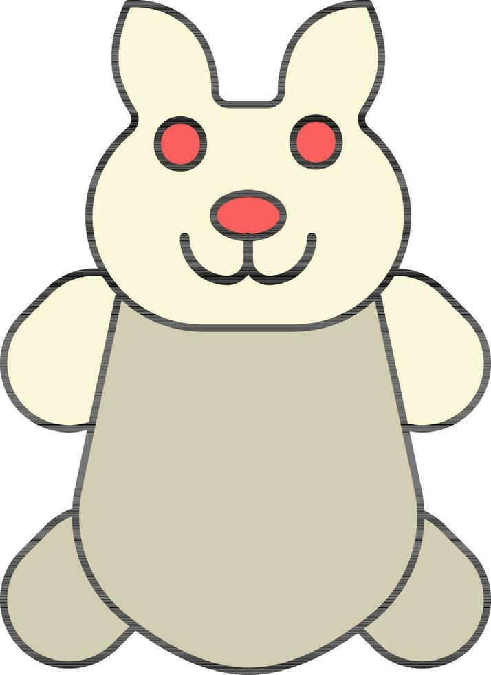 Cartoon Bear Toy Icon In Gray And Yellow Color. vector